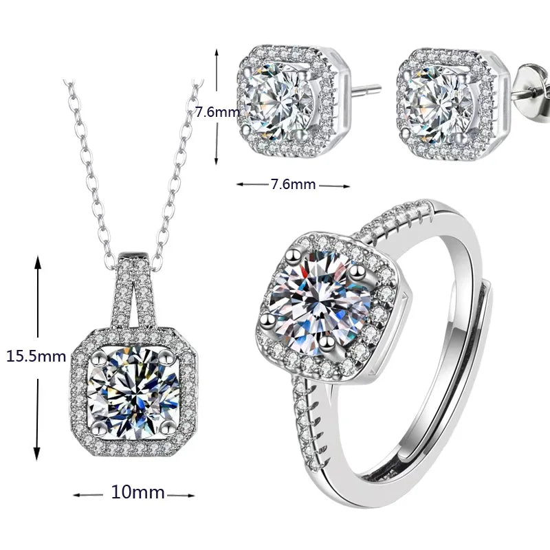 Square CZ Crystal Bridal Jewelry Set – Necklace, Earrings & Ring Bridal Jewelry Set Nixie