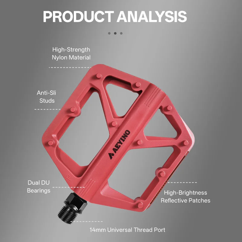 BUCKLOS Ultralight Nylon Flat Bike Pedals | MTB Road Bicycle Flat Bike Pedals Nixie