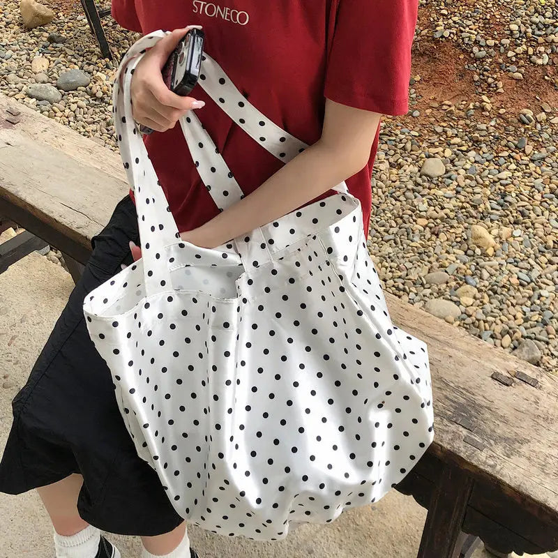 Nixie Retro Polka Dot Tote Bag – Large Women's Shoulder Bag Women's Tote Bag Nixie