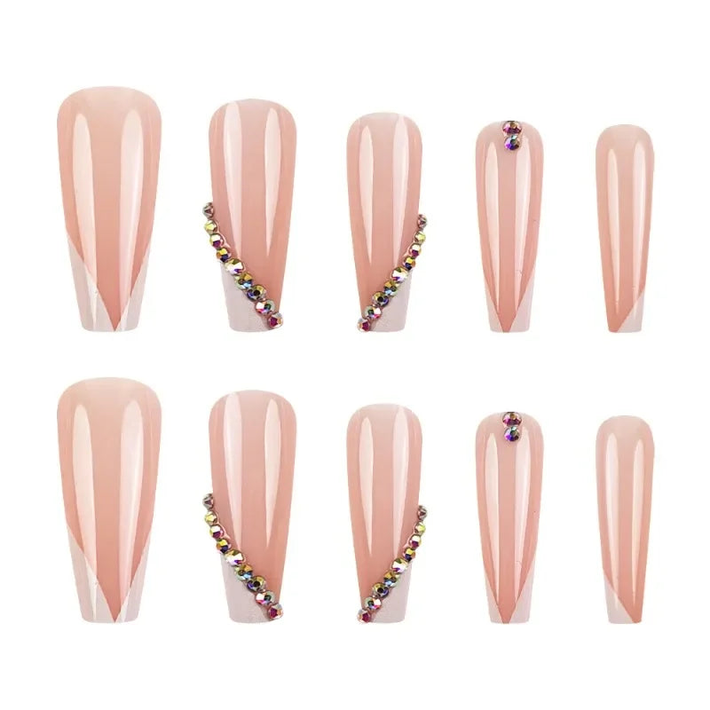 24Pcs Long Ballet French Press On Nails – White Acrylic Set Press On Nails Nixie
