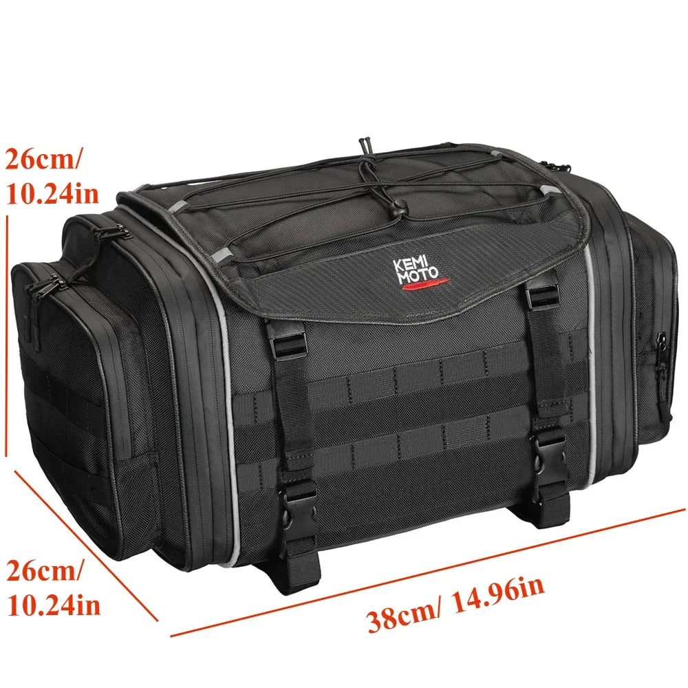 KEMITOUR Expandable Motorcycle Tail Bag – Waterproof Seat Pack Motorcycle Tail Bag Nixie 30L
