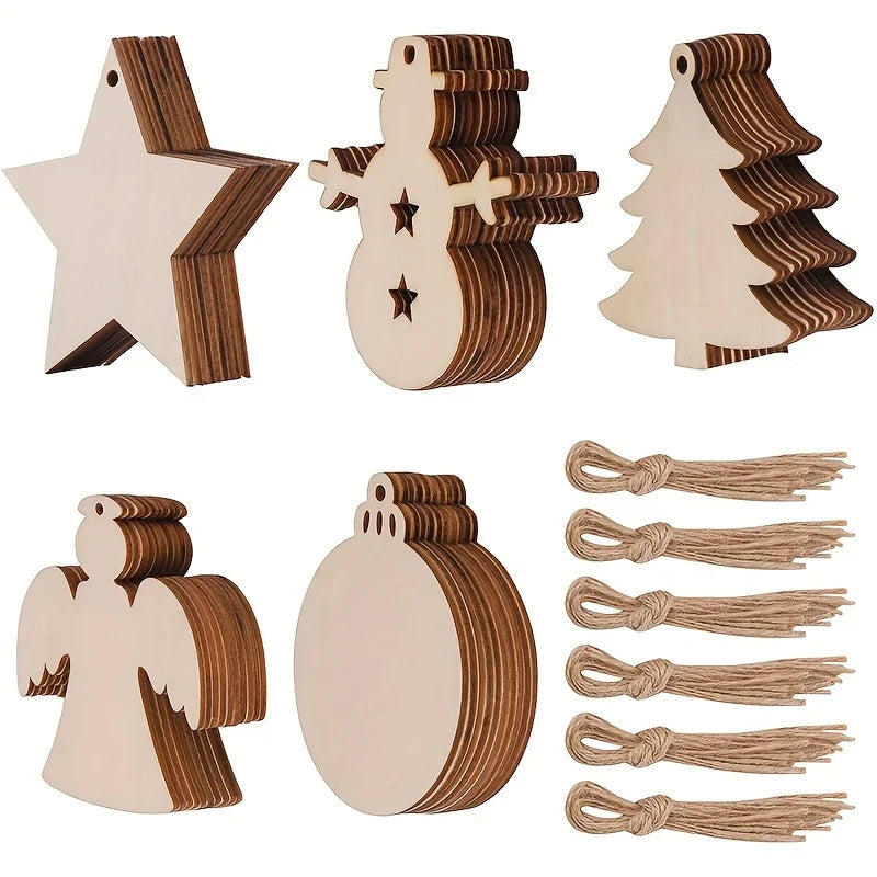 10 Pcs Unfinished Wood Christmas Tree Ornament Blanks DIY Craft Wood Craft Ornaments Nixie