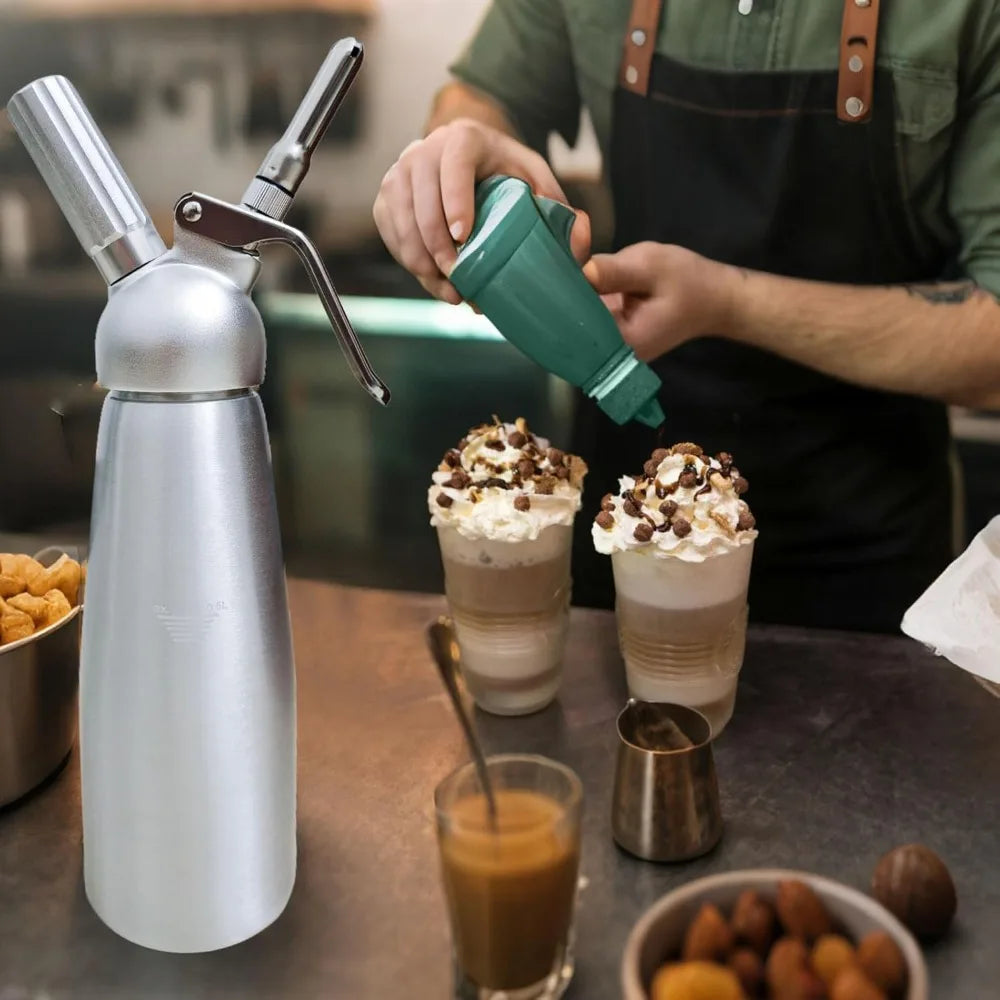 FEB.WIND 500ml Aluminum Cream Gun & Stainless Foam Dispenser Cream Foam Dispenser Nixie