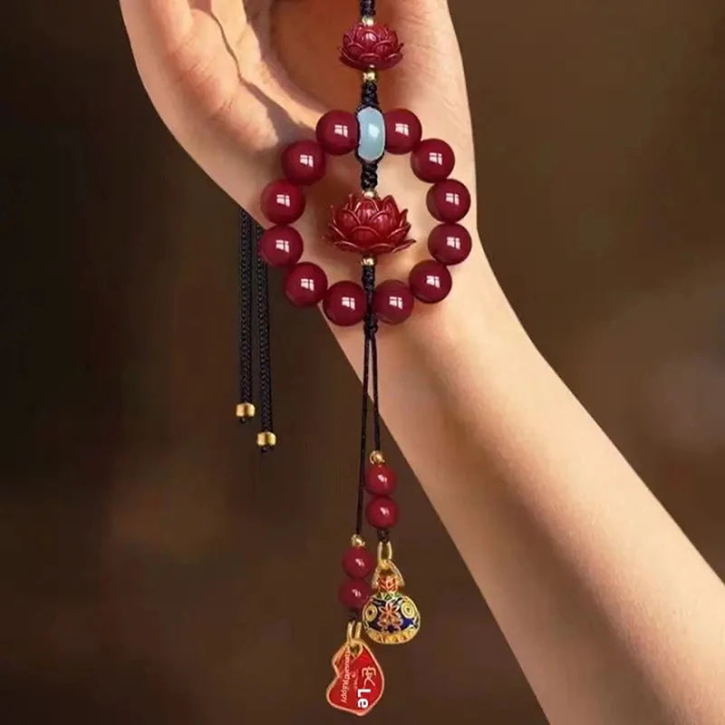 Lotus Cinnabar Car Rearview Mirror Pendant – Good Luck Charm Car Mirror Pendant Nixie