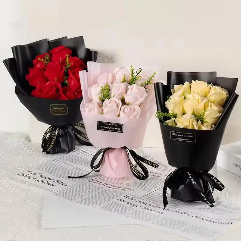9-Head Soap Rose Bouquet – Artificial Flowers for Home & Gifts Artificial Flower Bouquet Nixie