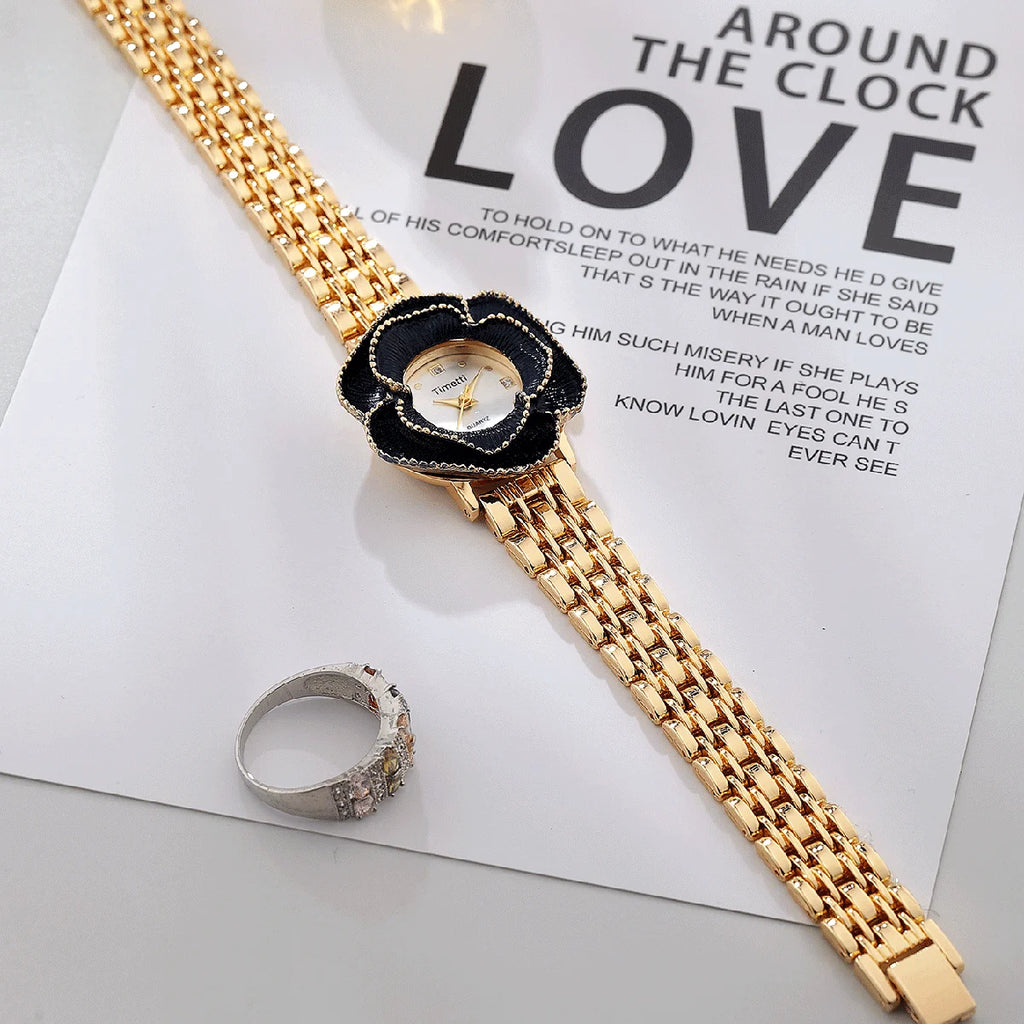 Timetti Camellia 3D Quartz Watch – Light Luxury Gift Women's Quartz Watch Nixie