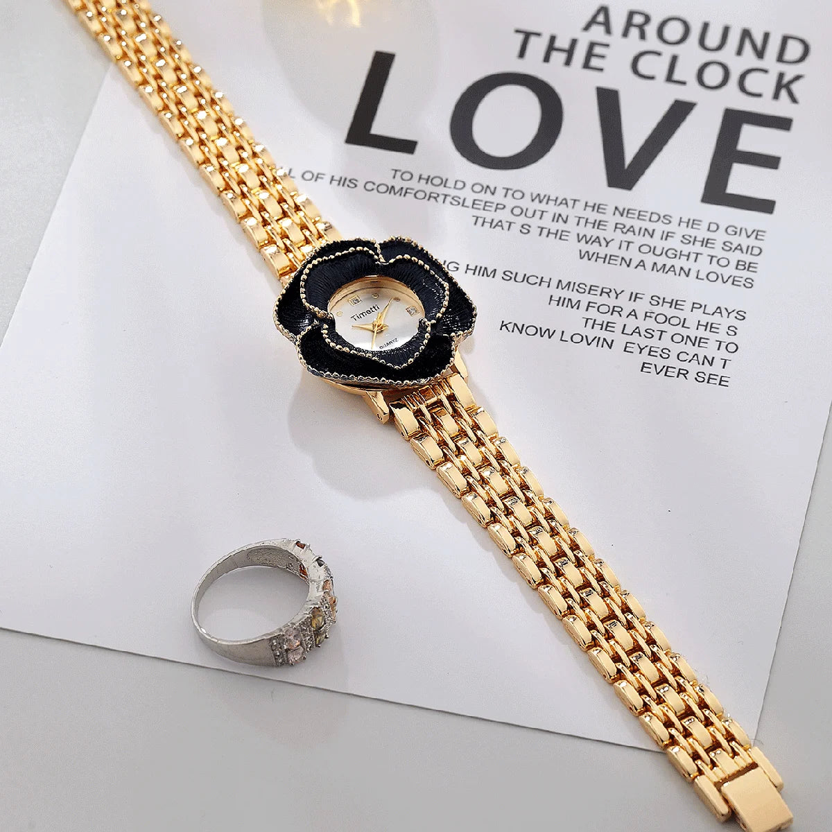 Timetti Camellia 3D Quartz Watch – Light Luxury Gift Women's Quartz Watch Nixie