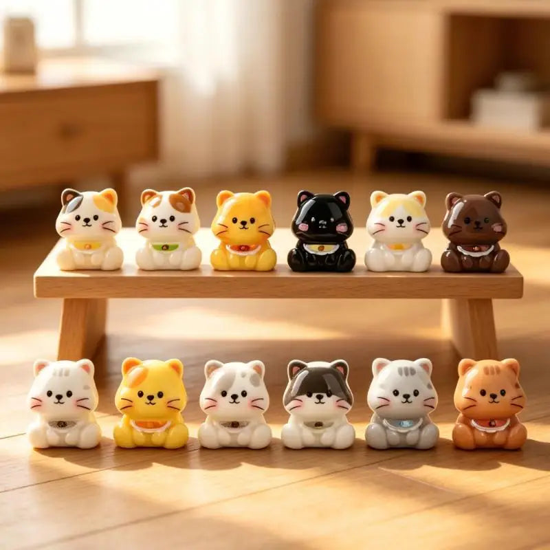 Mini Cat Figurines 6-Piece Set – Kitten Home & Desk Decor Mini Cat Figurines Nixie