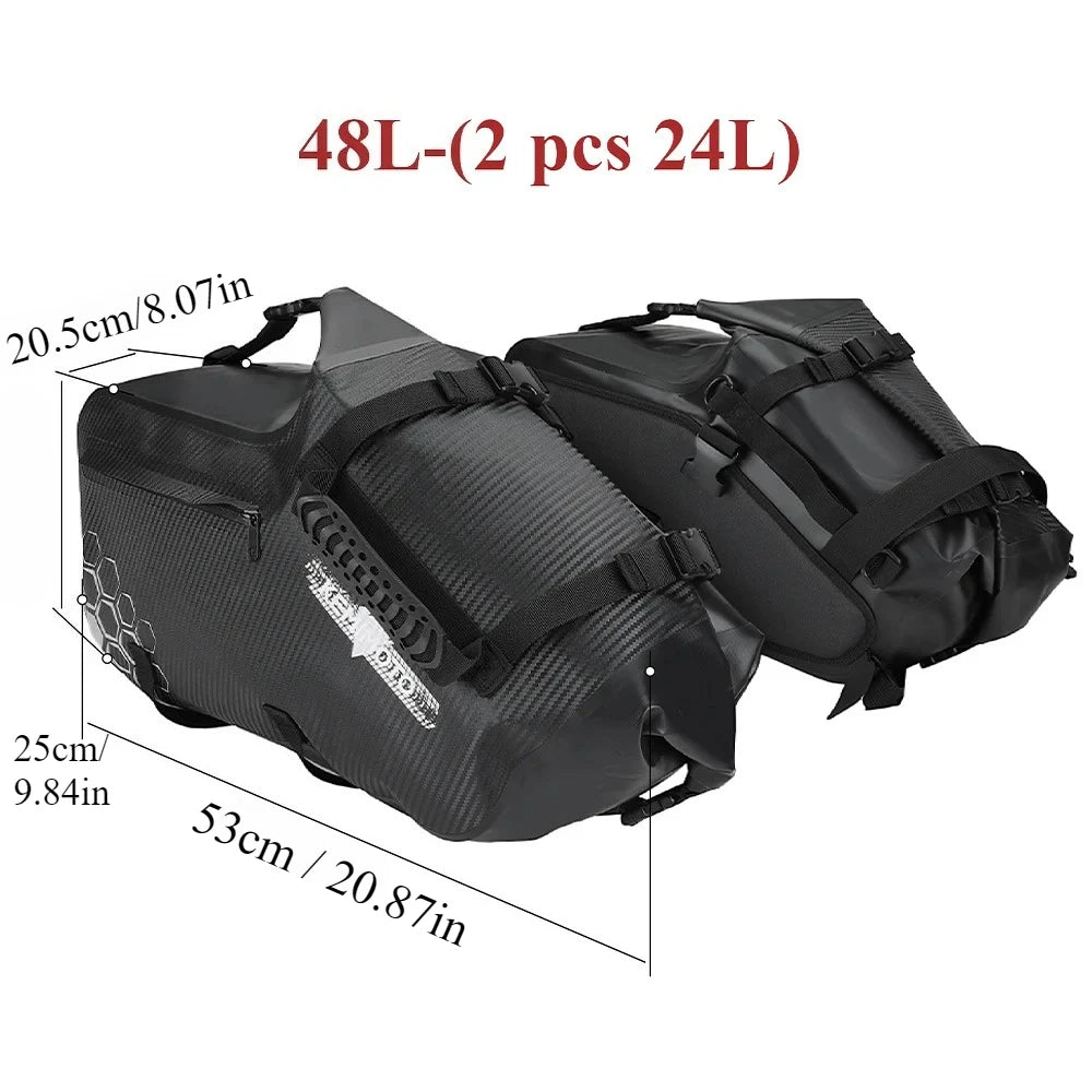 28L Waterproof Motorcycle Saddle Bags – Universal PVC Panniers Motorcycle Saddle Bags Nixie 48L(2 pcs 24L)
