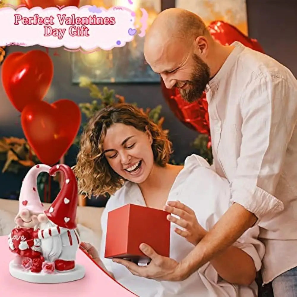 Resin Valentine Gnome Figurines – Romantic Couple Gift Decor Gnome Figurine Set Nixie