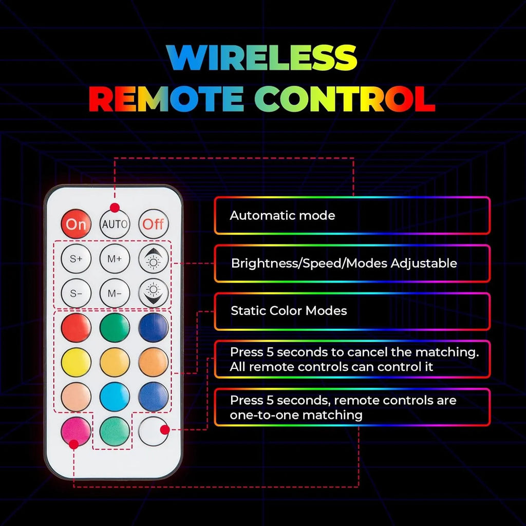 KEMIMOTO 2ft LED Whip Lights RF Remote IP67 UTV ATV RZR LED Whip Lights Nixie
