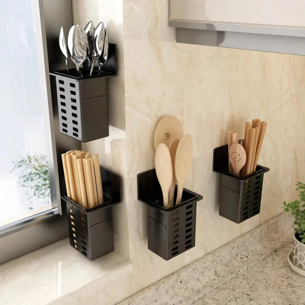 No-Drill Wall Mount Toothbrush Holder & Bathroom Organizer