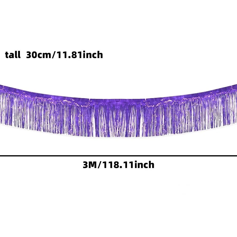 3M Metallic Foil Fringe Garland – Glitter Party Backdrop Banner Party Fringe Garland Nixie Purple