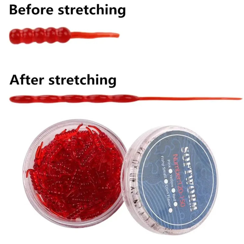 120-150pcs Soft Worm Lures 20mm Bionic Bait with Fishy Scent Soft Fishing Lures Nixie
