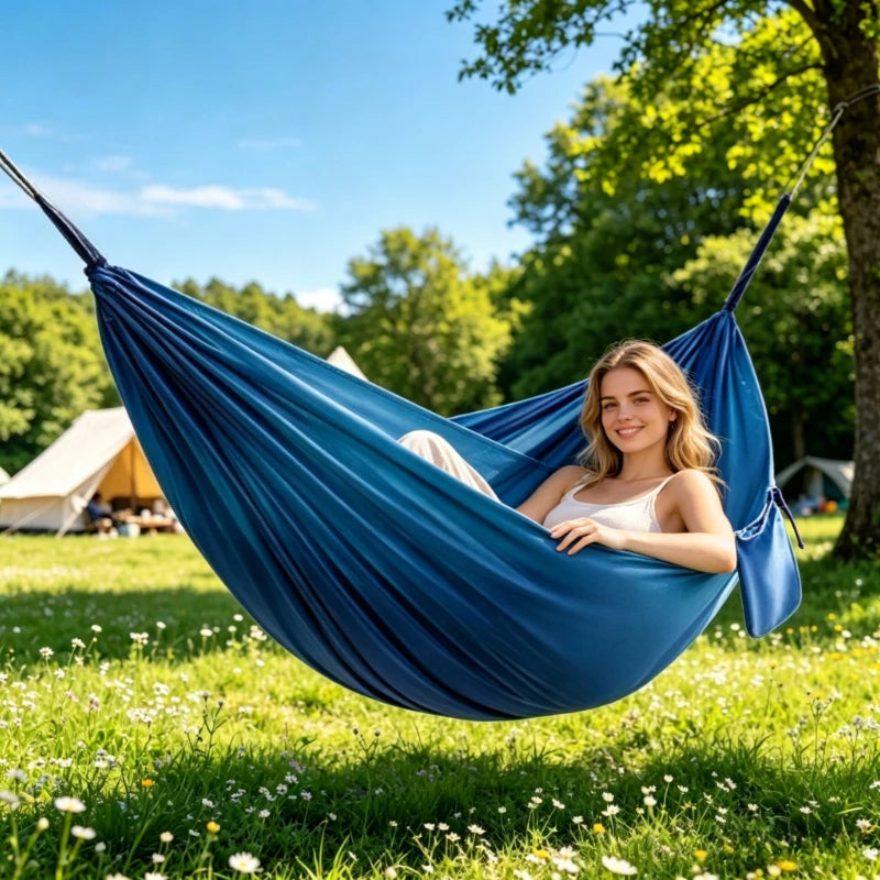 Portable Camping Hammock 210x140cm – Ultra-Light Nylon Anti-Roll Camping Hammock Nixie