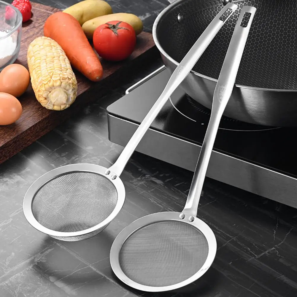 Stainless Steel Fine Mesh Skimmer – Long Handle Strainer Spoon Mesh Skimmer Strainer Nixie