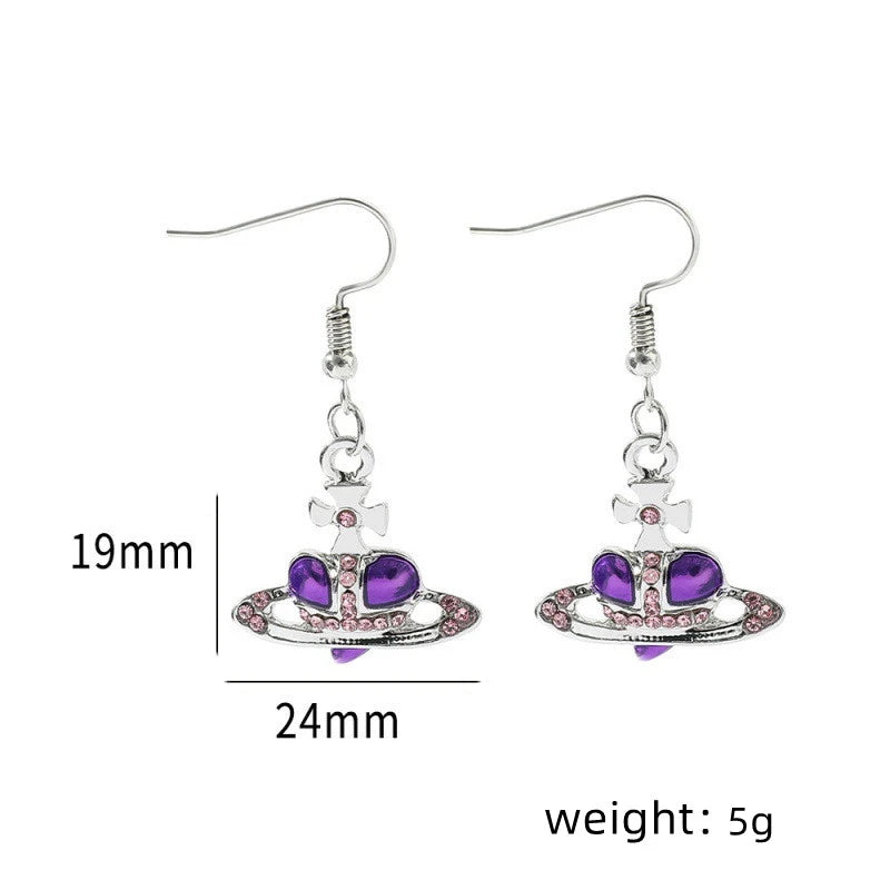 Punk Saturn Drop Earrings – Silver-Plated Oil Drop Enamel Drop Earrings Nixie