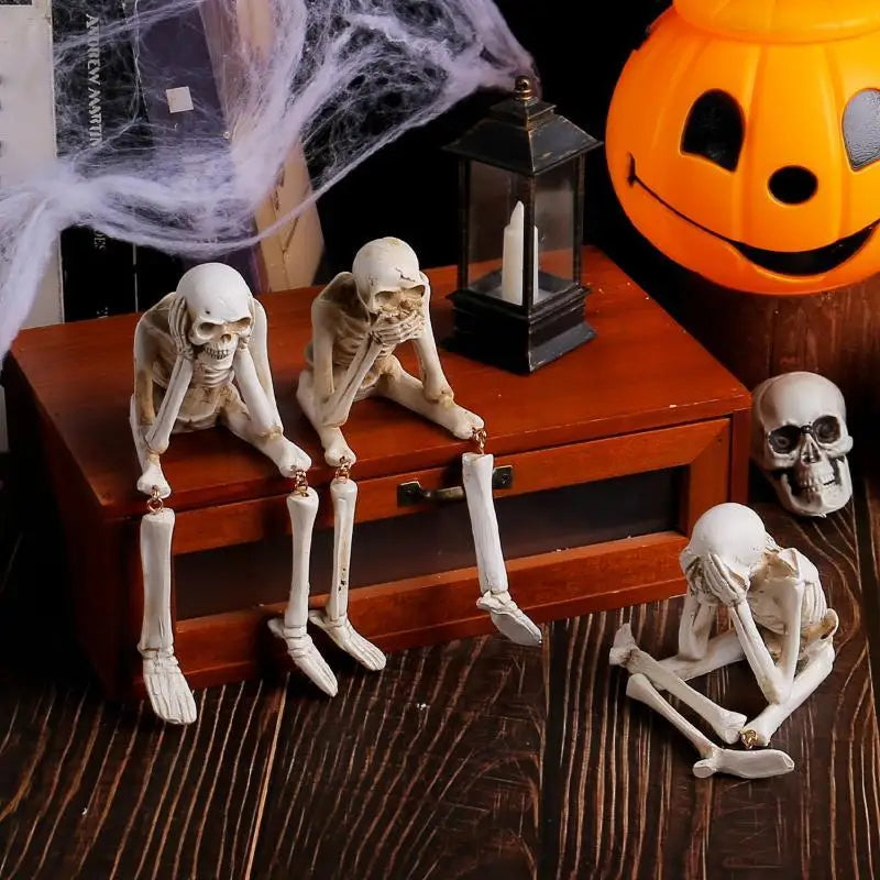 3-Pc See Hear Speak No Evil Skeleton Figurines | Halloween Decor Halloween Figurines Nixie