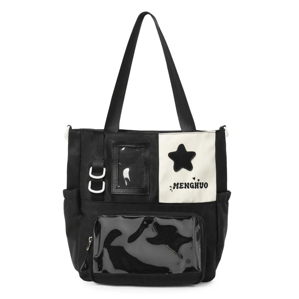 Lightweight Transparent Crossbody Bag for Kids – School & Commute Crossbody Bag Nixie Black (No Charm)