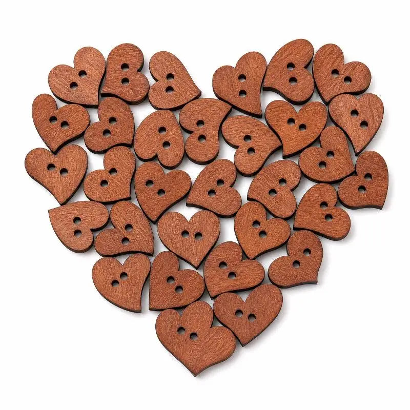 100pcs Wooden Sewing Buttons – Heart & Star DIY Craft Set Wooden Craft Buttons Nixie 1