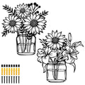 2Pcs Metal Sunflower Wall Art – Black Minimalist Wall Décor Metal Wall Art Nixie black
