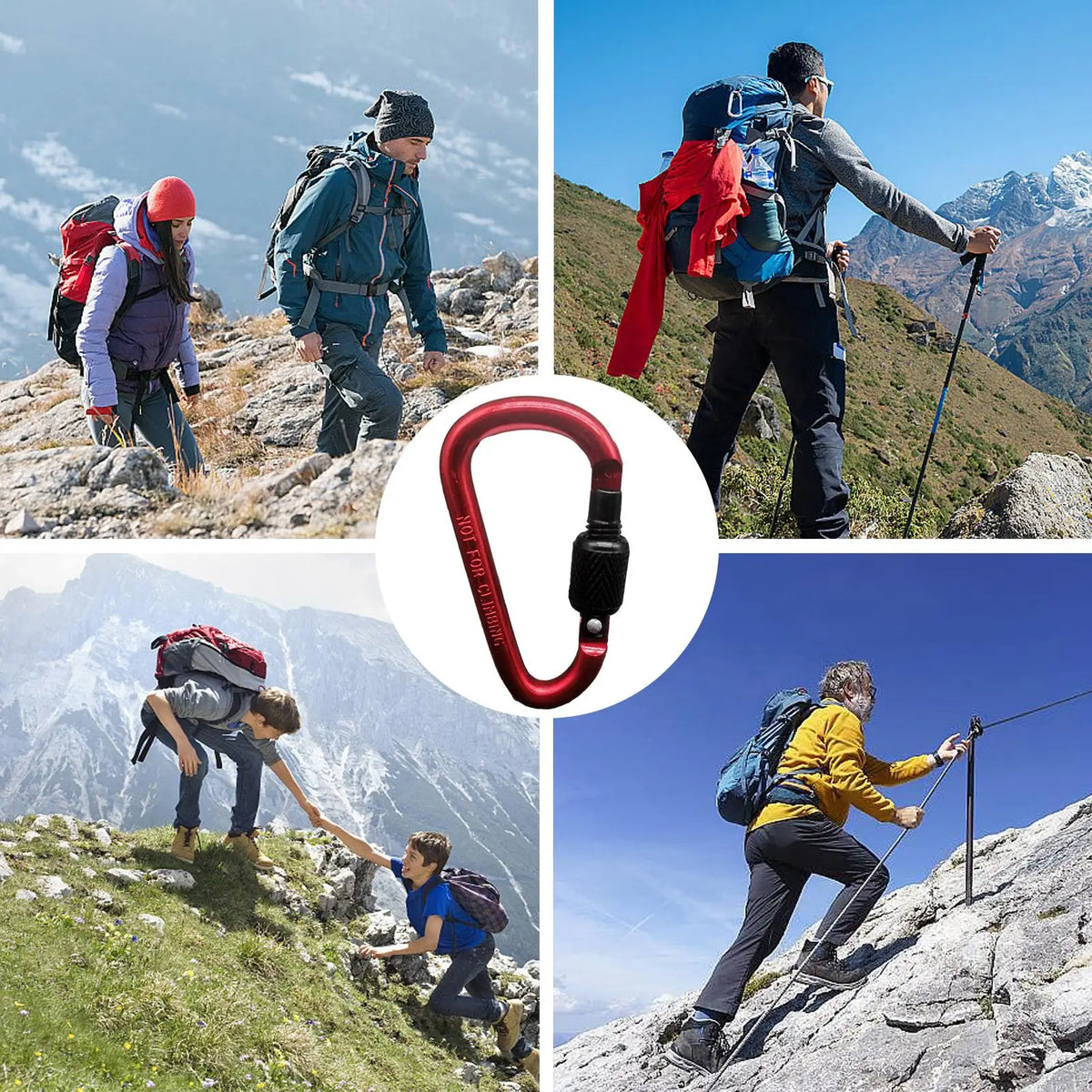 D-Type Locking Carabiner Hook – Aluminum Alloy Rope Tensioner Locking Carabiner Hook Nixie
