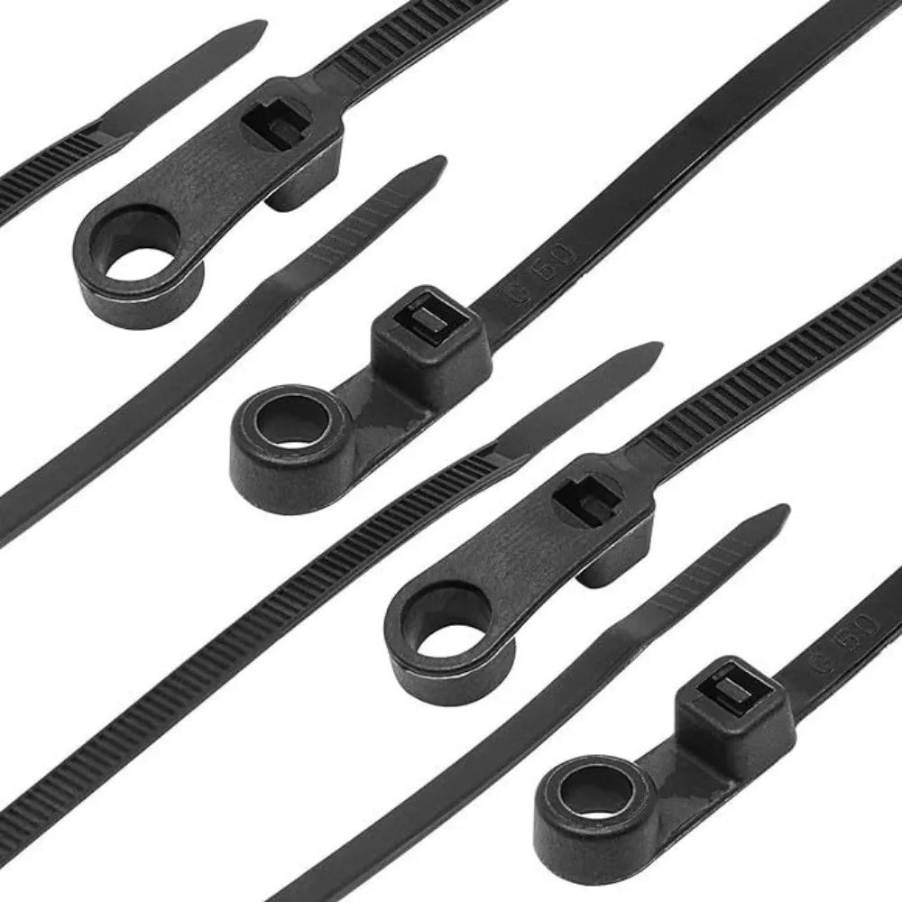 100Pcs Nylon Self-Locking Cable Ties with Screw Fix Hole Nylon Cable Ties Nixie