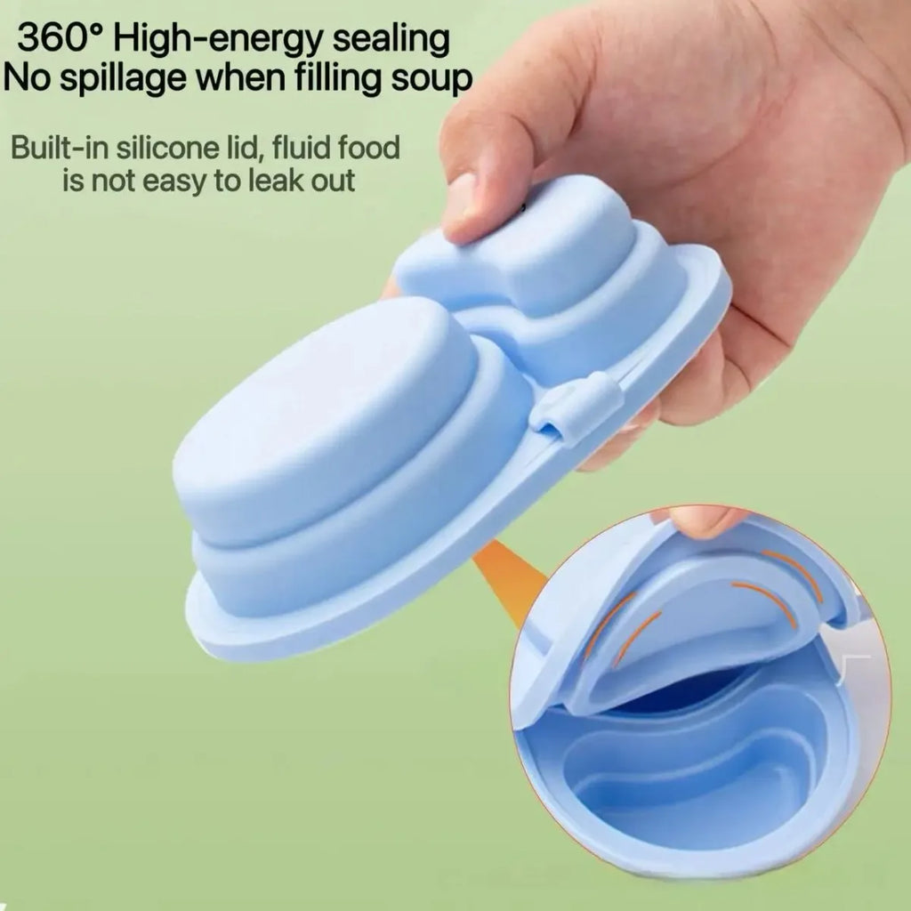 Silicone Dual Compartment Snack Box – Reusable Leakproof Lunch Container