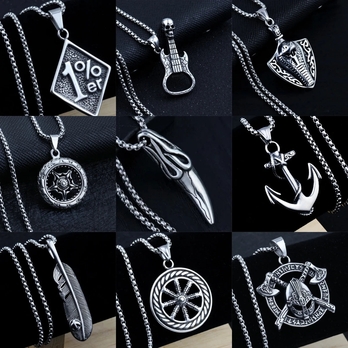 Unisex Retro Stainless Steel Pendant Necklace Sweater Chain Pendant Necklace Nixie
