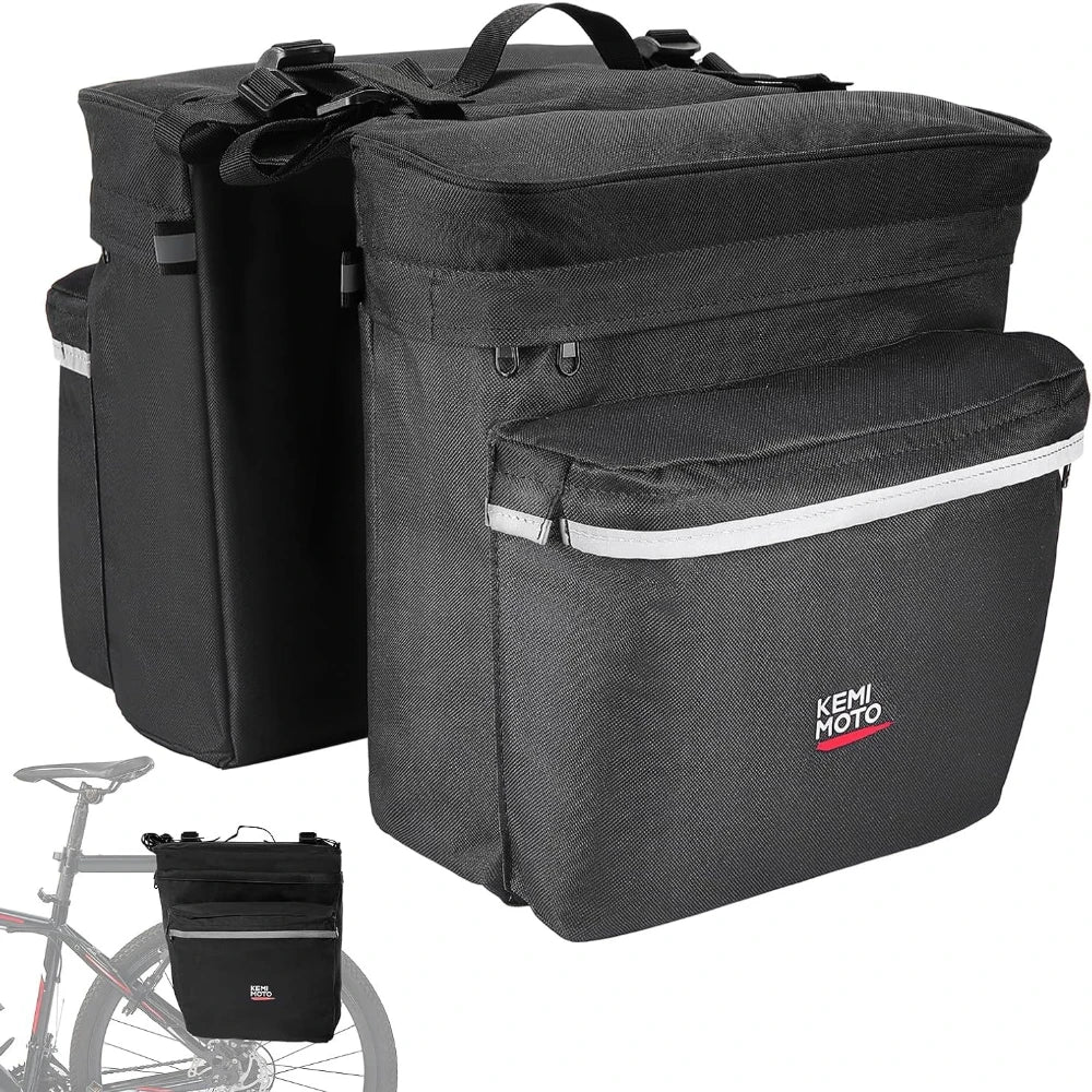 KEMITOUR 34L Bike Pannier Bags – Rear Rack with Rain Cover Bike Pannier Bags Nixie 34L Black