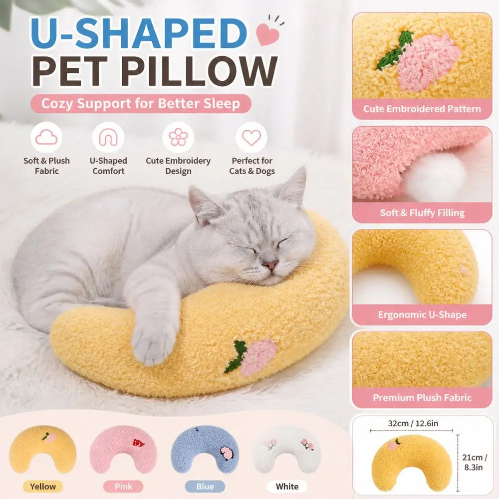 U-Shaped Plush Pet Pillow – Soft Sleeping Mat for Cats & Dogs Pet Sleeping Pillow Nixie