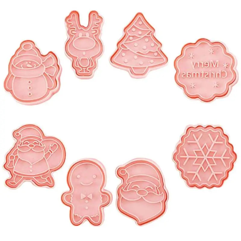 8-Piece 3D Press Cookie Molds – Ocean & Christmas Themes Cookie Mold Set Nixie 8PCS Christmas