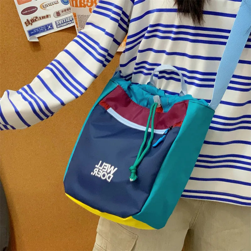 Nixie Color-Block Bucket Bag – Lightweight Women's Crossbody Women's Bucket Bag Nixie Blue