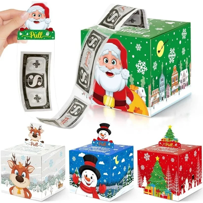 Christmas Santa Money Box Cash Gift Surprise Dispenser + 50 Bags Holiday Gift Box Nixie