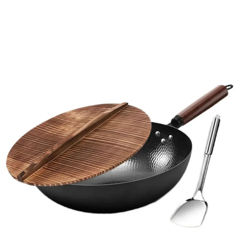 12.5" Carbon Steel Wok with Lid & Spatula – All Stoves Carbon Steel Wok Nixie