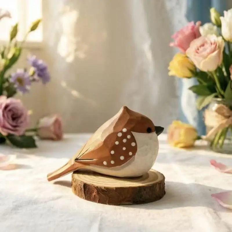 Hand Carved Wooden Bird Figurine – Hand Painted Colorful Decor Wood Bird Figurine Nixie