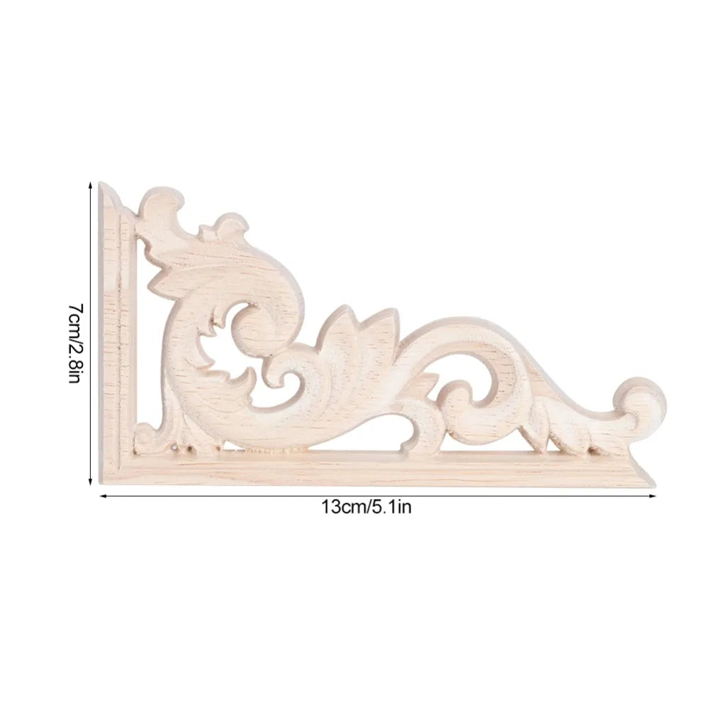 4pcs Wood Carving Corner Appliqués – Furniture Decor Trim