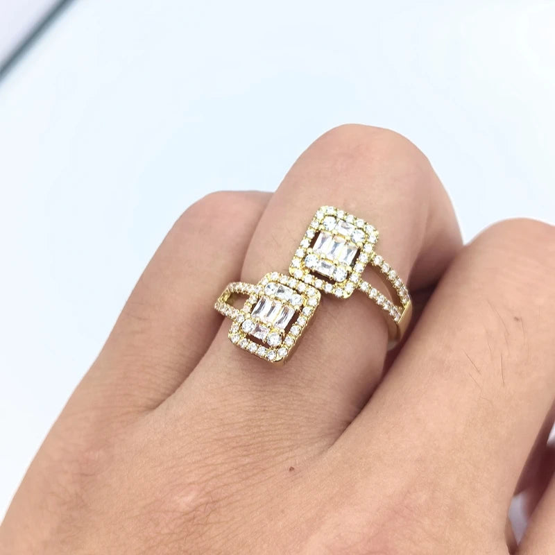 Full Diamond Geometric Open Ring | Unisex Zircon Fashion Ring Fashion Ring Nixie