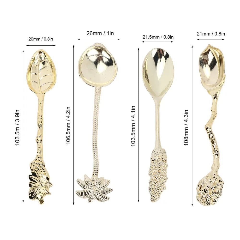 4Pcs Vintage Matte Alloy Mini Dessert Spoons – Creative Scoop Set Dessert Spoon Set Nixie