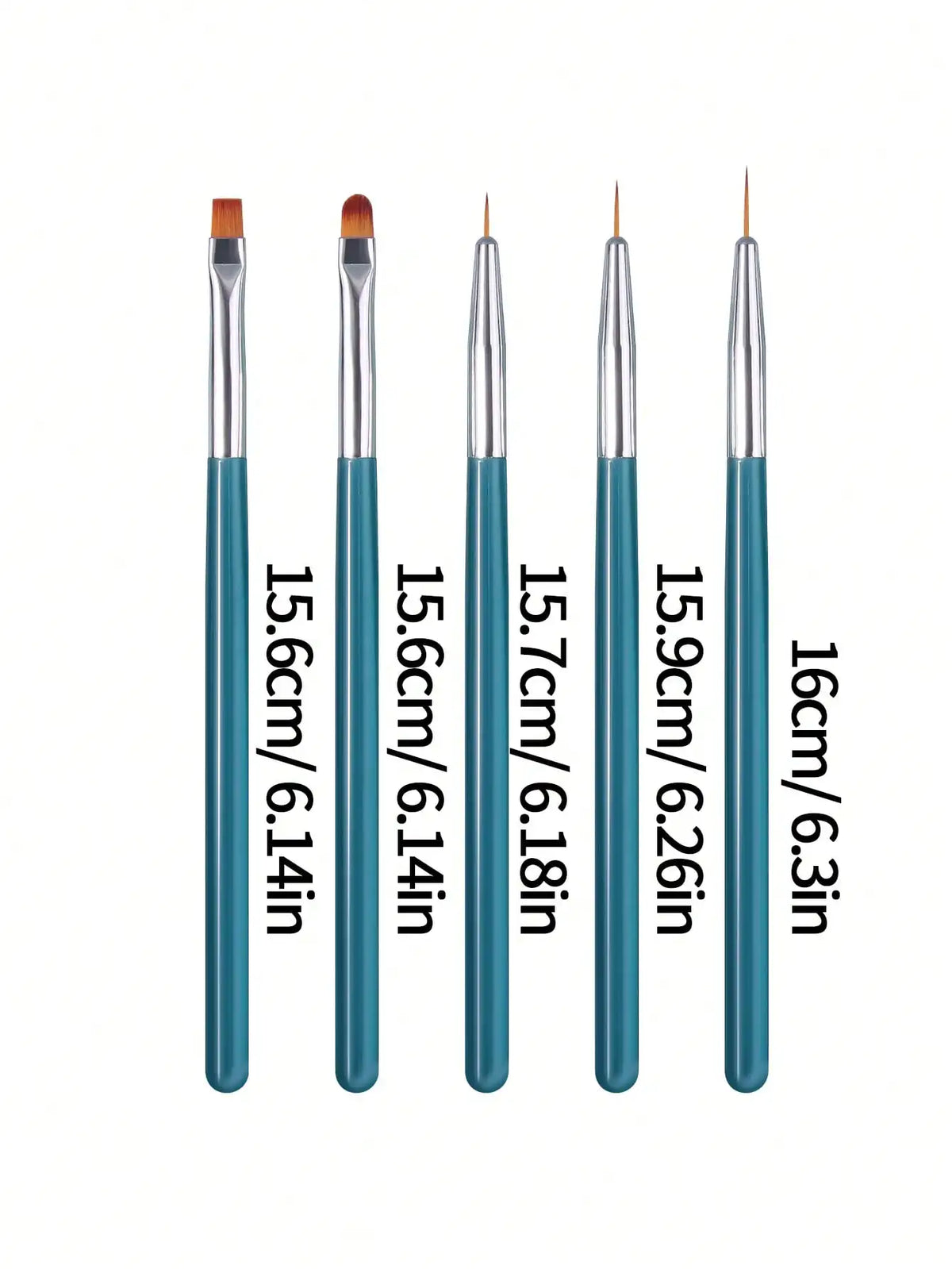 5-Piece Nail Art Brush Set – Liner, Fan, Dotting & Gel Tools Nail Art Brush Set Nixie