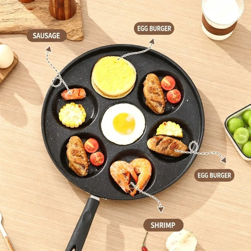 Cast Iron 7-Hole Egg Skillet Set with Tongs – Induction Safe Cast Iron Skillet Set Nixie