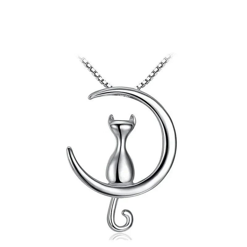 Moon Cat Pendant Necklace – Ethnic Zinc Alloy Mood Tracker Pendant Necklace Nixie