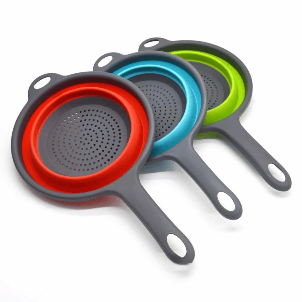 Collapsible Silicone Colander with Handle – Heat Resistant Silicone Colander Nixie