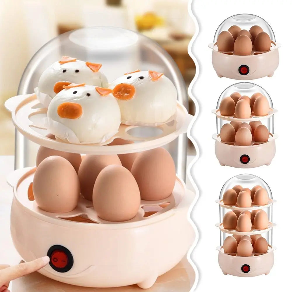 Portable Auto Shut-Off Multi-Layer Egg Boiler with Measuring Cup Electric Egg Cooker Nixie