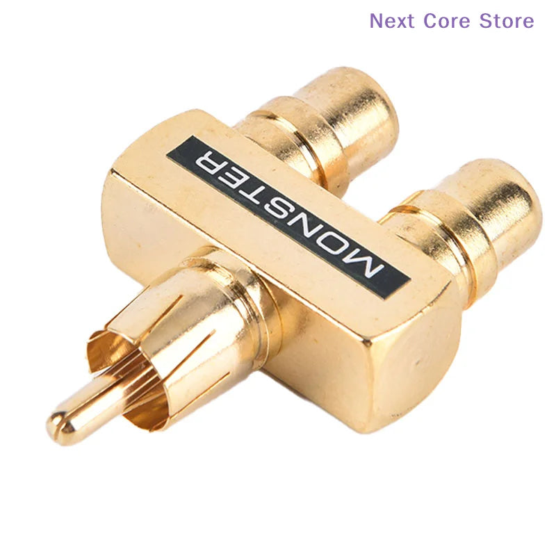 24K Gold Plated RCA Splitter 1 Male to 2 Female Audio Adapter RCA Audio Adapter Nixie
