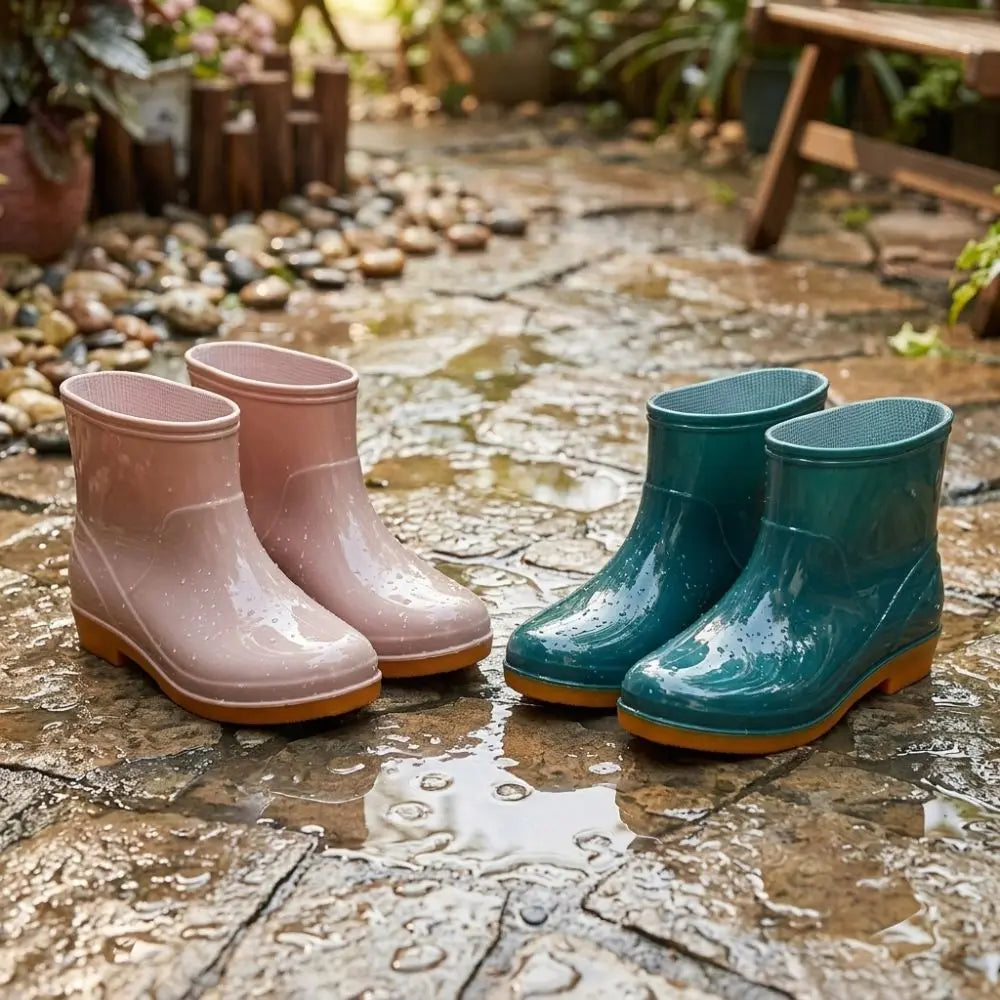 Women's Non-Slip Waterproof Short Rain Boots | Low-Top PVC Women's Rain Boots Nixie