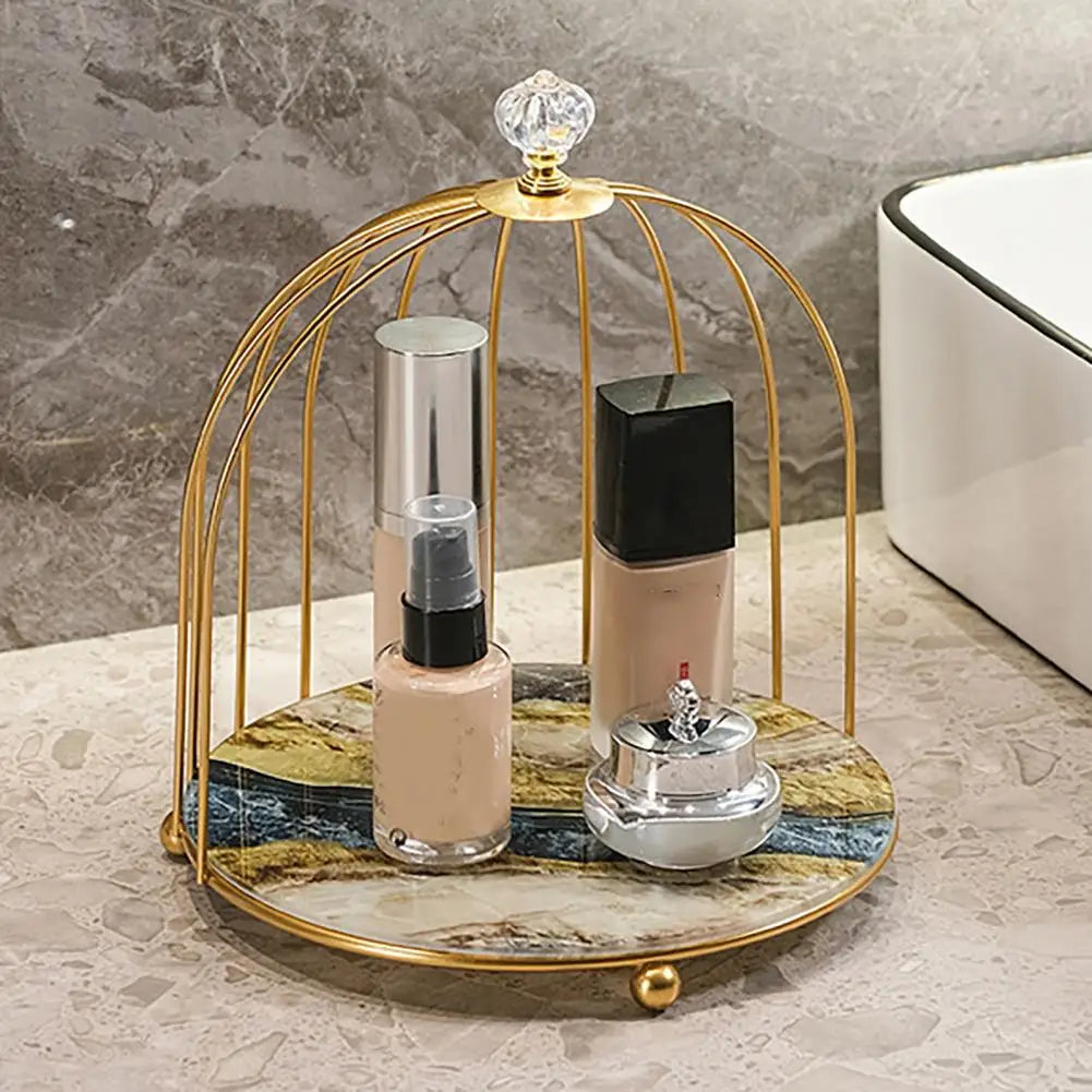 Birdcage Cosmetics Storage Rack – Double-Layer Iron Organizer Cosmetics Storage Rack Nixie