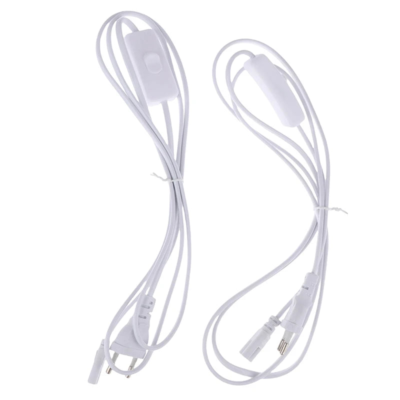1.8m EU Plug Switch Power Cord Cable for T5 T8 LED Tubes