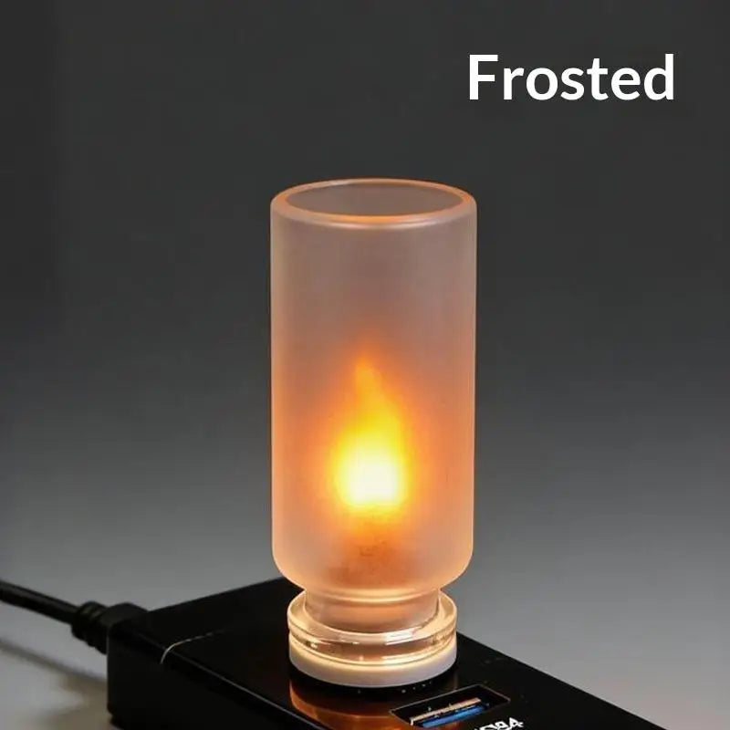 USB LED Flickering Flame Glass Candle Night Light | Home Decor