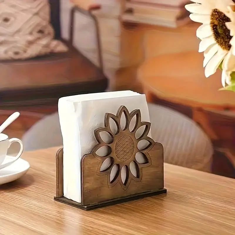 Wooden Sunflower Napkin Holder – Farmhouse Table Decor